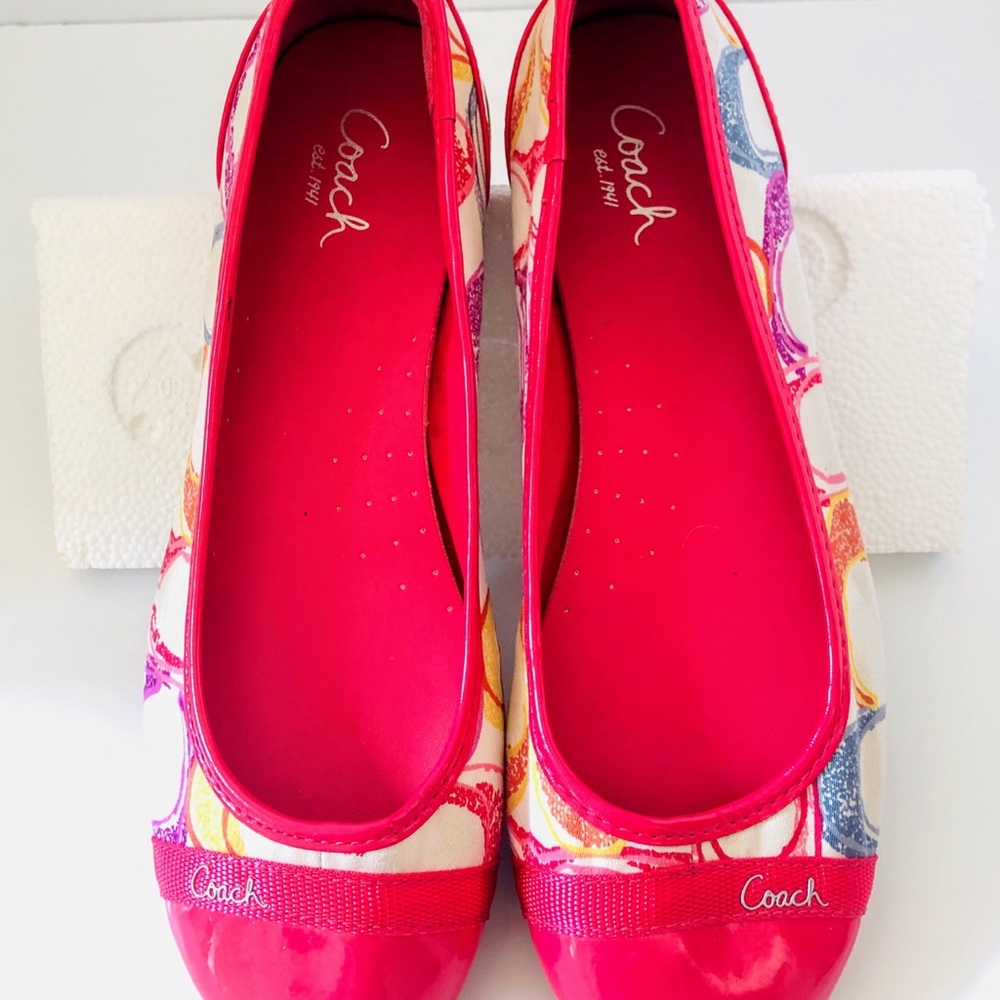 Coach Signature Multicolor Print Flats Size 7.5